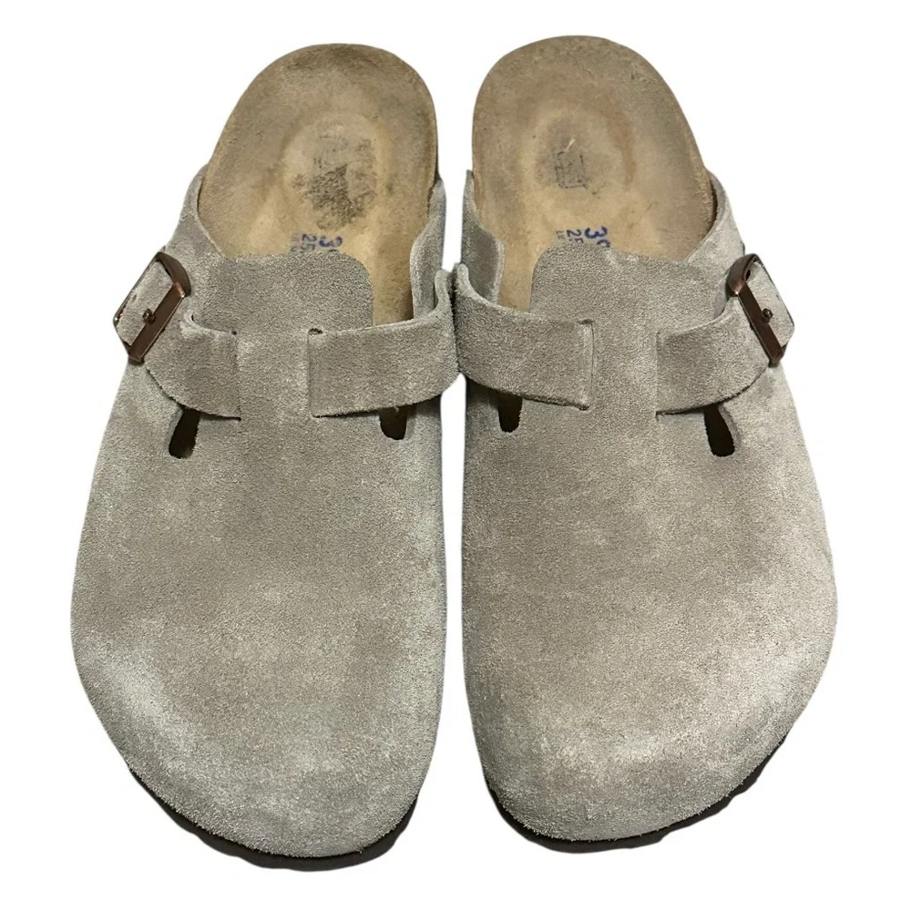 BIRKENSTOCK Taupe Suede Boston Soft Footbed Clog 38 - Picture 8 of 9